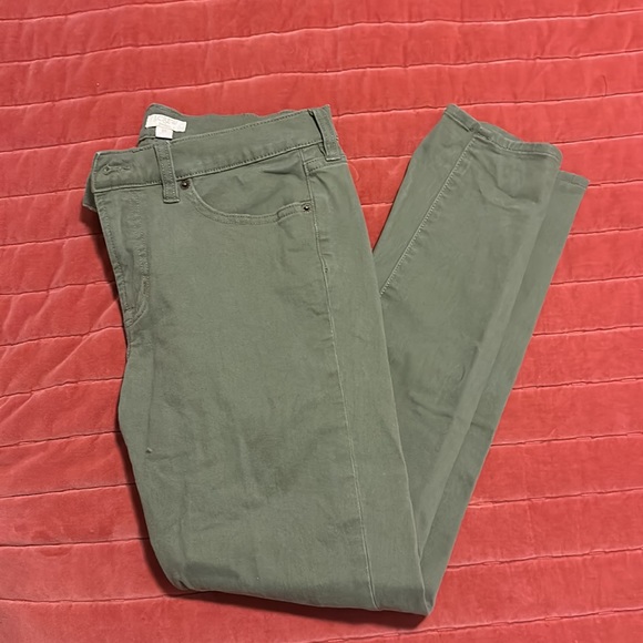J.Crew Toothpick olive Ankle Cropped Stretch Slim Jeans Pants Size 27 - Picture 4 of 5